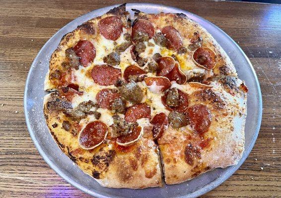 Individual Ale Crust Italian Sausage & pepperoni pizza.