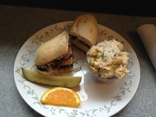 Number 14 ( grilled chicken portobello sandwich) with side tuna salad