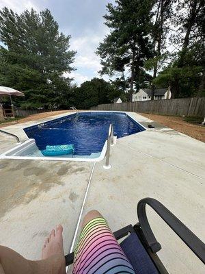 New pool after liner installation and filling