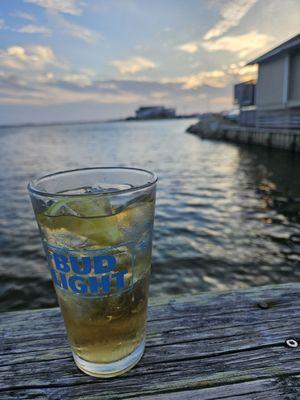 View from the restaurant pier with a double whiskey and ginger ale in hand!