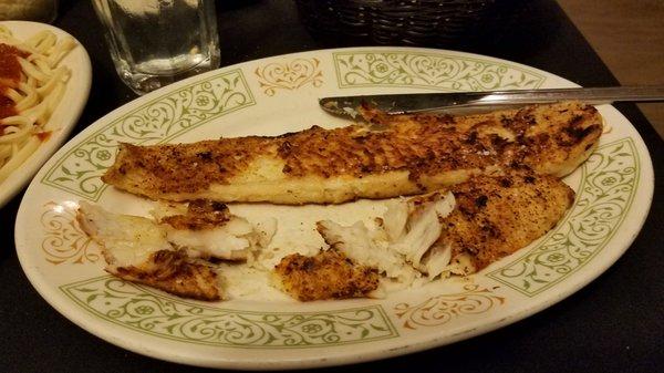 Grilled filet of grouper, very, very dry, wondering if it was even grouper. No flavor.