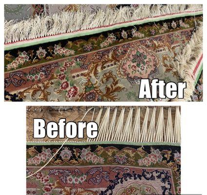 Adding Silk Fringes to a Persian Rug!