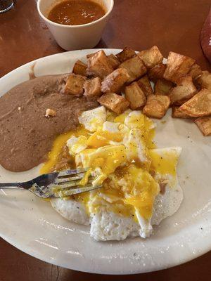 Huevos Rancheros Plate / Potatoes hard as rocks