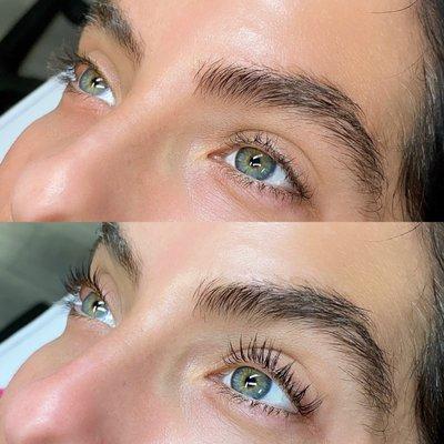 Lash lift, before and after