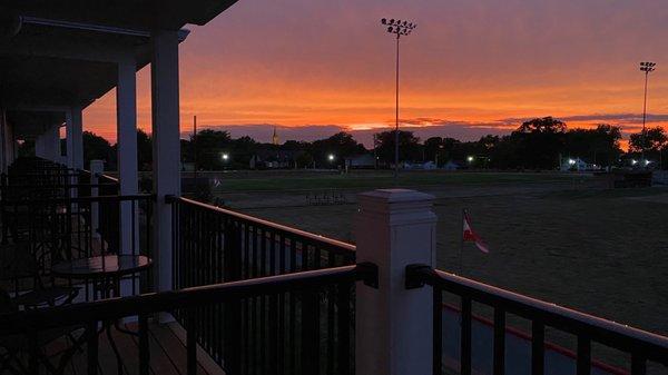 View from balcony at sunset