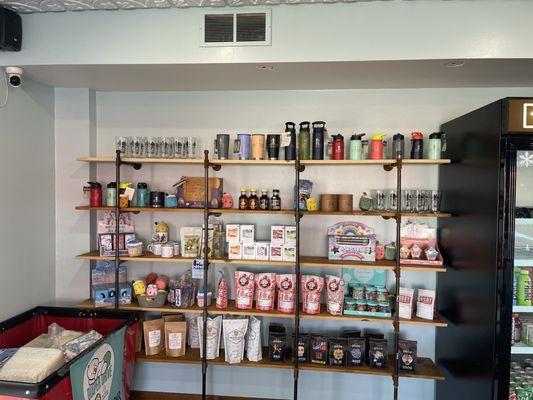 Lots of interesting retail products for sale! Local coffee beans and maple syrup!