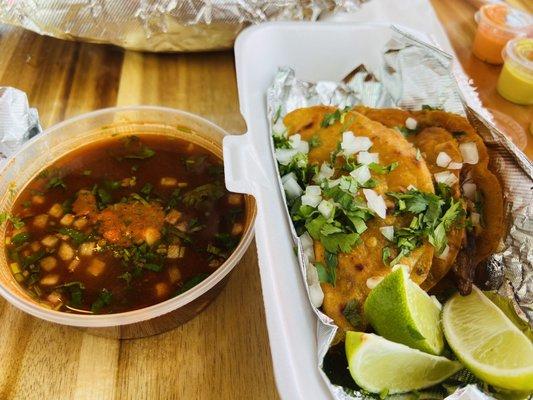 Birria Tacos with consommé