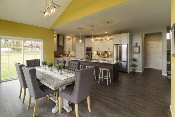 McMillon model home dining and kitchen area.