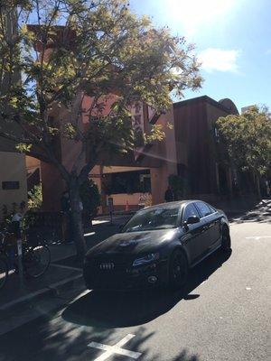 Red building is the garage.