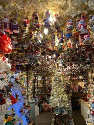 Explosion of Christmas ornaments