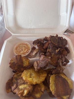 Fried sweet Plantains & Fried Pork