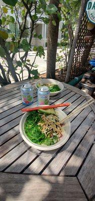 Hawaii bowl (far), Aloha Green Bowl (near) and two Islamorada Keylime Hibiscus Ales