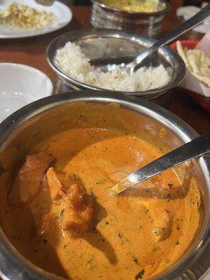 Chicken Takka Masala and a Vegetarian choice with smashed eggplant!