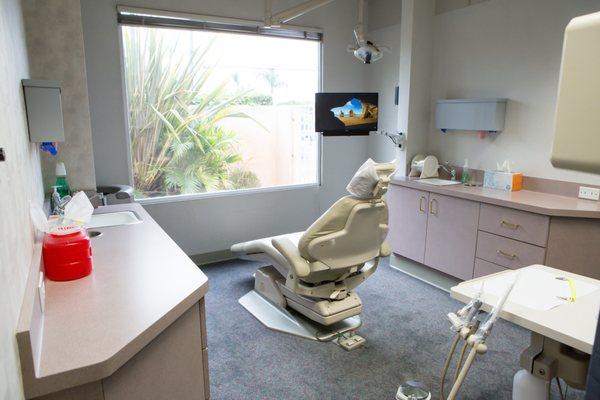 We have relaxing views and TV monitors in every operatory.