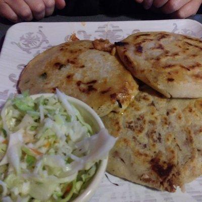 Pupusas. They were ok. Curtido was good but a little heavy on oregano