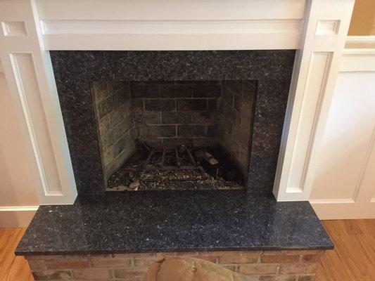 new granite stone hearth and trim