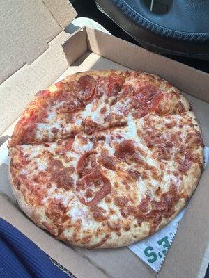 Pepperoni personal size pizza $8 .