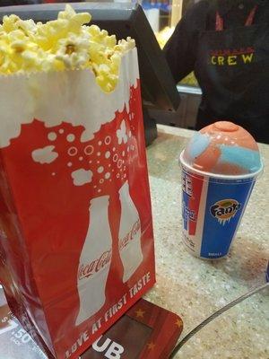 My popcorn and icee mmm mm