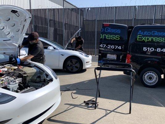 Tesla calls us for glass repair when too many of their techs call in sick.