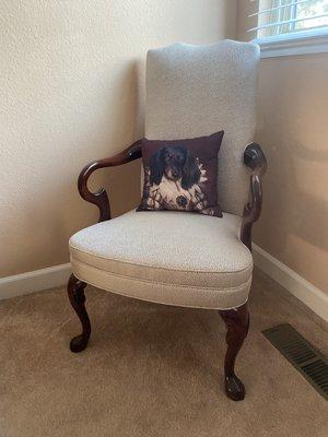 Jose of Pacifico expertly reupholstered a pair of these Broyhill chairs.