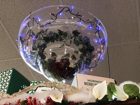 Seasonal margarita glass display in the wine, beer, and spirits section.