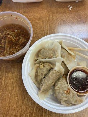 Hot and sour soup  and pork dumplings