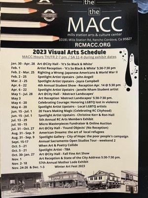 2023 art exhibit schedule