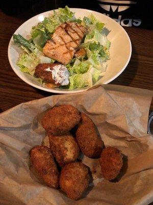 7 Jalapeno Poppers & Caesar Salad with Grilled Salmon