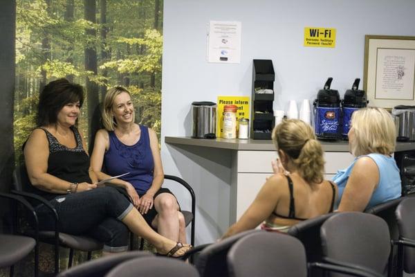 The adult-only lounge, where parents can grab some coffee or tea in a quiet, calm atmosphere.