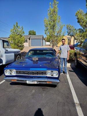 Mike and the 1968 Roadrunner when we picked it up!