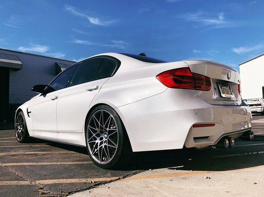 2017 BMW M3! Installed carbon fiber front lip, side skirts and exhaust tips!