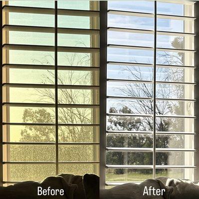 Before and after window cleaning