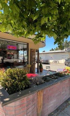 Perfect cafe with outdoor seating area under a tree