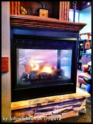 Fireplace is nice on feet this AM. Latte heats up my inside.