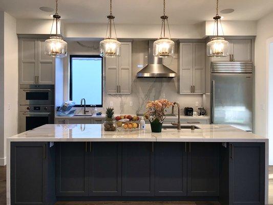 Crystal Cabinets, light & dark gray paint