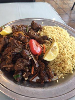 Large goat and rice plate.  It was the best ever