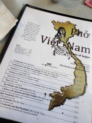 Front of Menu