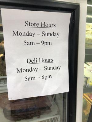 New hours as of 3/13/2021