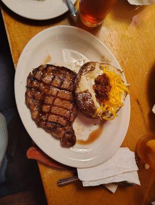 10oz ribeye loaded baked potato