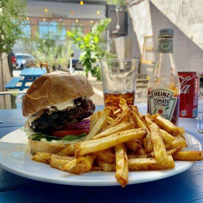 Burger and fries with special sauce to die for...