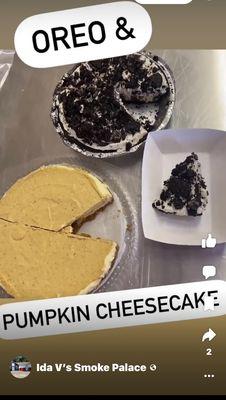 Pumpkin or Oreo Cheesecake