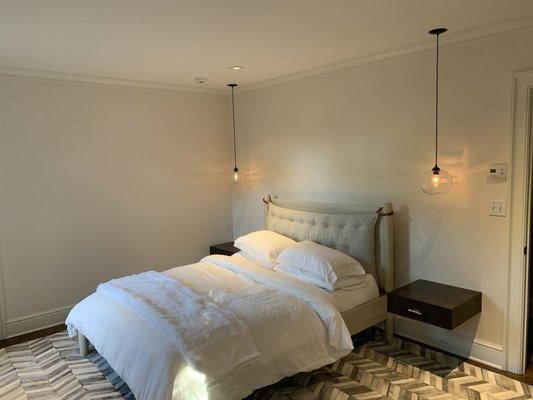 New pendant lighting in Darien bedroom