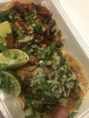 Pastor and asada tacos