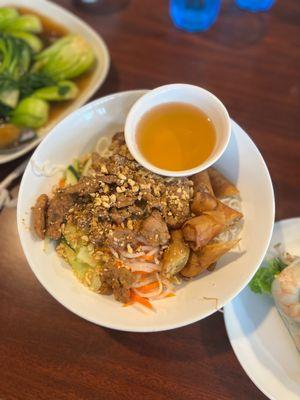 Bun-Grilled Pork and Egg Roll Vermicelli with fish sauce and vegetables