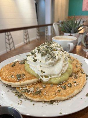 Pistachio-lemon pancakes