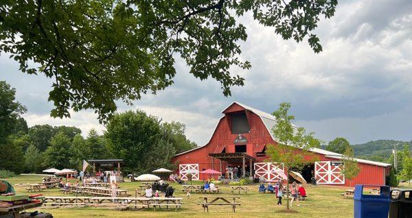 Barn area with picnic tables