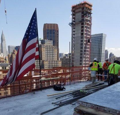 Cast-in-place concrete superstructure is complete. Topped off. Congratulations team. (View Looking North towards Chrysler Building) -- in NY