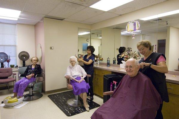 Our on-site salon provides haircuts, styling, manicures, pedicures, and more.