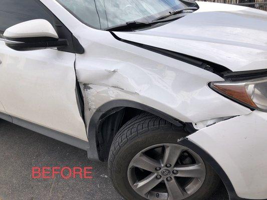 Right front damage to Toyota Rav4