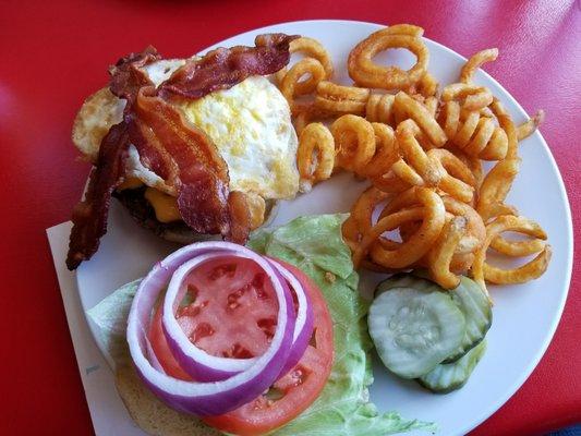 Fancy Burger with Curly Fries!